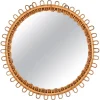 Pamono Round Curved Rattan and Bamboo Mirror attributed to Franco Albini, Italy, 1960s