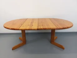 Pamono Round Extendable Pine Table, 1970s><noscript><img width=