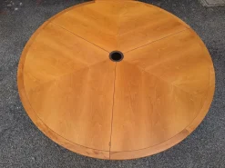 Pamono Round Extendable Table with Lacquered Metal Base and Wooden Top by Francesco Fois for Bernini, Italy, 1986> Dining Tables & Sets