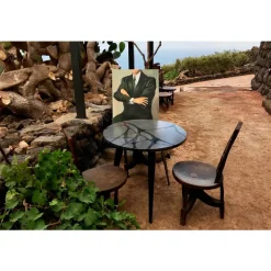 Pamono Round Filodifumo Outdoor Table in Lava Stone and Steel by Riccardo Scibetta & Sonia Giambrone for MYOP><noscript><img width=