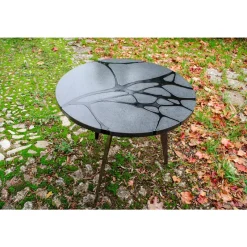 Pamono Round Filodifumo Outdoor Table in Lava Stone and Steel by Riccardo Scibetta & Sonia Giambrone for MYOP><noscript><img width=