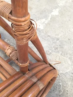Pamono Round French Bamboo & Rattan Pretzel-Shaped Lounge Chair, 1950s><noscript><img width=