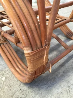 Pamono Round French Bamboo & Rattan Pretzel-Shaped Lounge Chair, 1950s><noscript><img width=