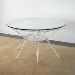Pamono Round Garden Tea Table in Wrought Iron by Gio Ponti, 1950s> Garden Tables