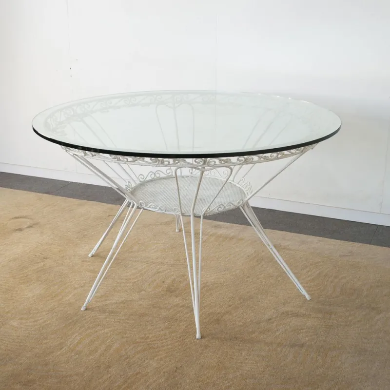 Pamono Round Garden Tea Table in Wrought Iron by Gio Ponti, 1950s> Garden Tables