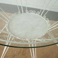 Pamono Round Garden Tea Table in Wrought Iron by Gio Ponti, 1950s><noscript><img width=