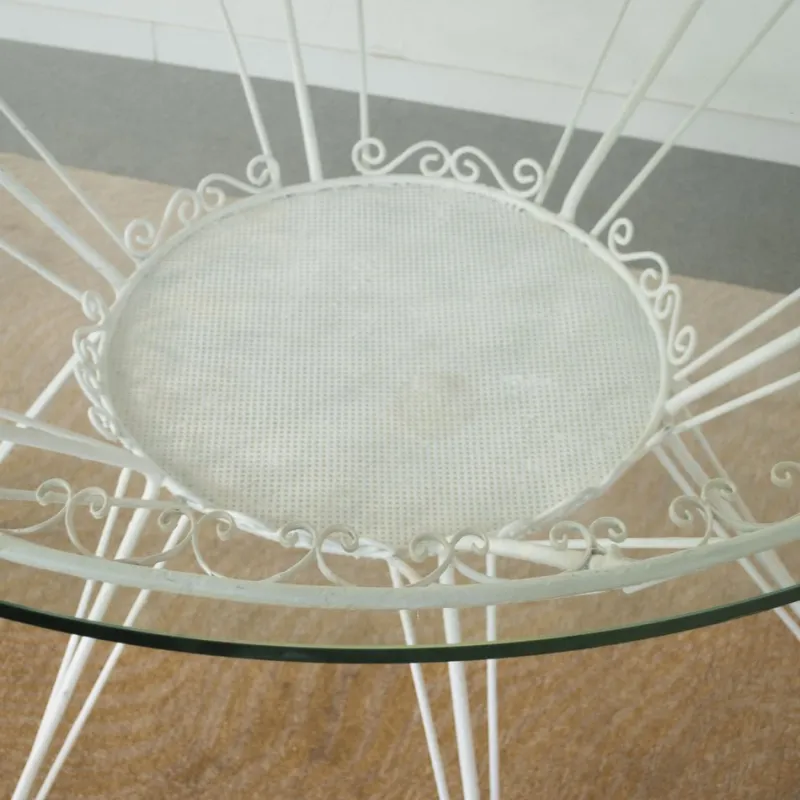 Pamono Round Garden Tea Table in Wrought Iron by Gio Ponti, 1950s> Garden Tables
