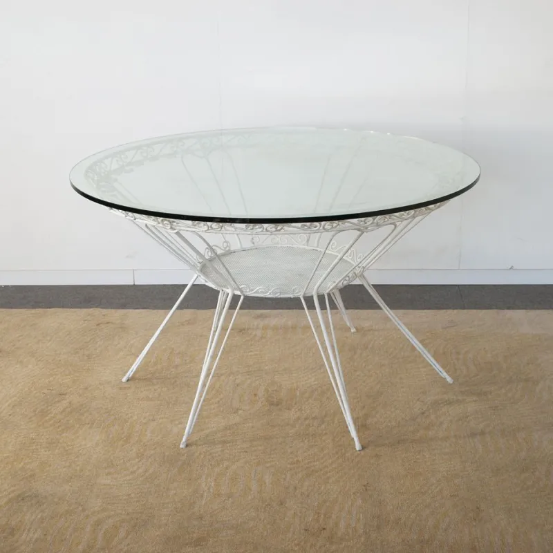 Pamono Round Garden Tea Table in Wrought Iron by Gio Ponti, 1950s> Garden Tables