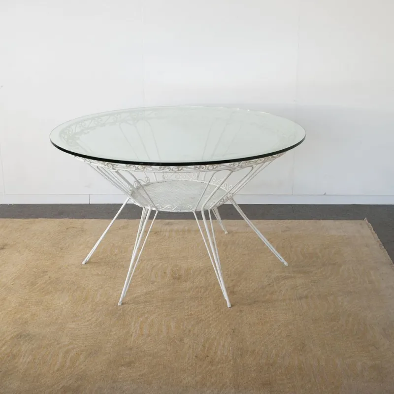 Pamono Round Garden Tea Table in Wrought Iron by Gio Ponti, 1950s> Garden Tables