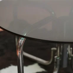 Outlet Pamono Round Glass and Chrome Metal Table, 1970s