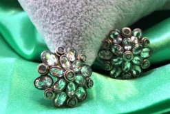 Clearance Pamono Round Gold and Silver Earrings with Zirconias and Diamond Chips, Set of 2