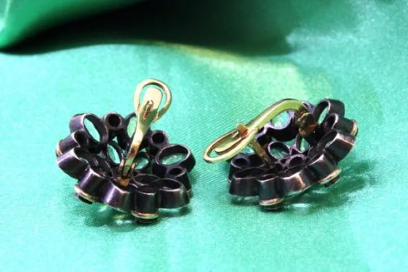 Clearance Pamono Round Gold and Silver Earrings with Zirconias and Diamond Chips, Set of 2