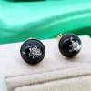 Pamono Round Gold Cufflinks with Diamond Chips, Set of 2> Cufflinks