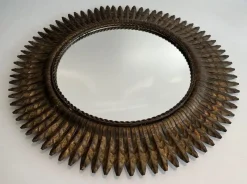New Pamono Round Golden Metal Sun Mirror