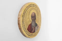 Pamono Round Icon of the Holy Apostle John the Theologian, 19th Century, Tempera & Gold Leaf on Wood