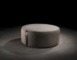 Pamono Round Leather Pouf> Seating