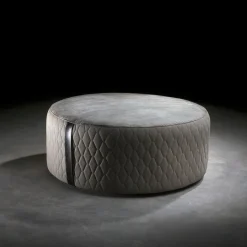 Pamono Round Leather Pouf> Seating