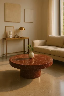 Online Pamono Round Marble Coffee Table in Red Levanto by Andrea Grasso