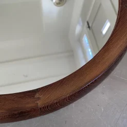 Pamono Round Mirror in Wengé Wood from O.W. Hack Zwolle, Holland, 1960s><noscript><img width=