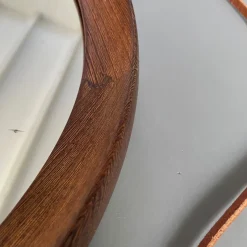 Pamono Round Mirror in Wengé Wood from O.W. Hack Zwolle, Holland, 1960s><noscript><img width=