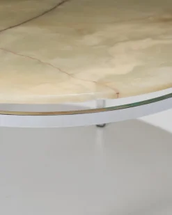 Pamono Round Onyx and Metal Coffee Table, 1960s><noscript><img width=