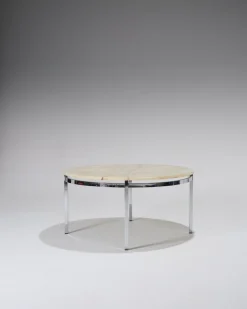 Pamono Round Onyx and Metal Coffee Table, 1960s><noscript><img width=