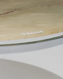 Pamono Round Onyx and Metal Coffee Table, 1960s><noscript><img width=