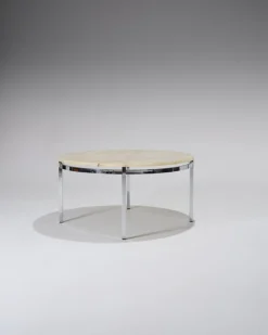 Pamono Round Onyx and Metal Coffee Table, 1960s><noscript><img width=
