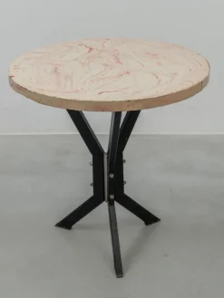 Pamono Round Outdoor Terrace Stone Top Table, France, 1930s