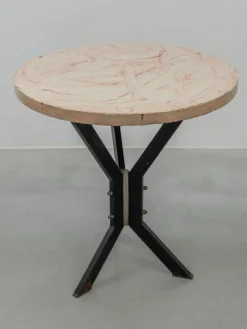 Pamono Round Outdoor Terrace Stone Top Table, France, 1930s