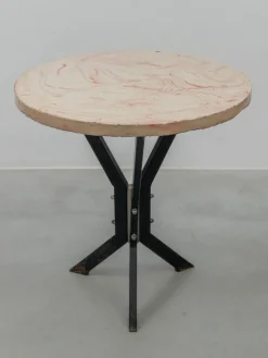 Pamono Round Outdoor Terrace Stone Top Table, France, 1930s
