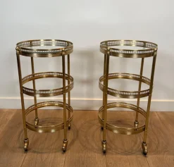 Pamono Round Rolling Tables with Removable Tops from Maison Jansen, Set of 2><noscript><img width=