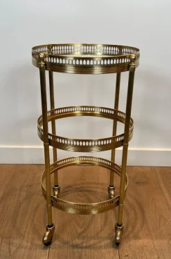 Pamono Round Rolling Tables with Removable Tops from Maison Jansen, Set of 2><noscript><img width=