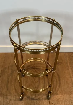 Pamono Round Rolling Tables with Removable Tops from Maison Jansen, Set of 2><noscript><img width=