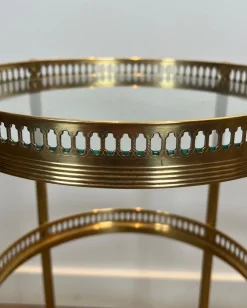 Pamono Round Rolling Tables with Removable Tops from Maison Jansen, Set of 2><noscript><img width=