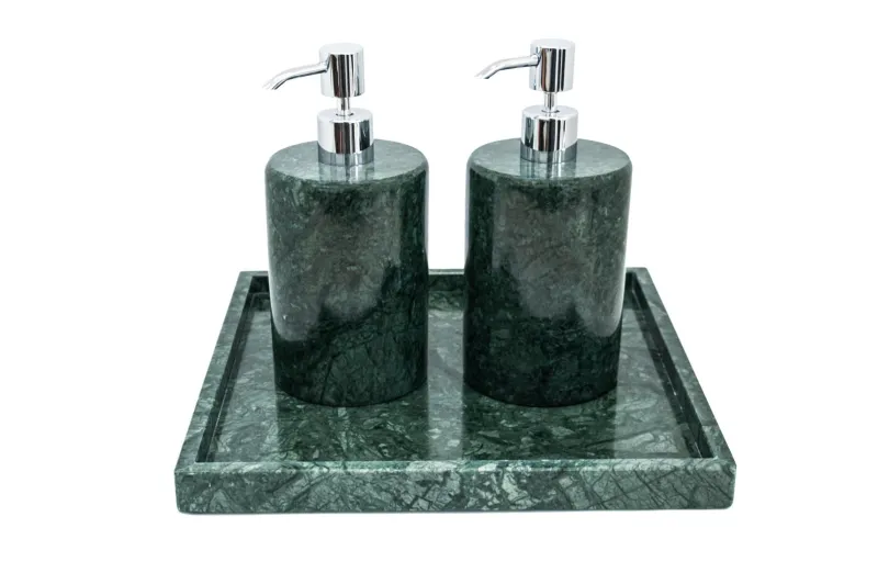 Pamono Round Soap Dispenser in Green Marble> Decorative Objects