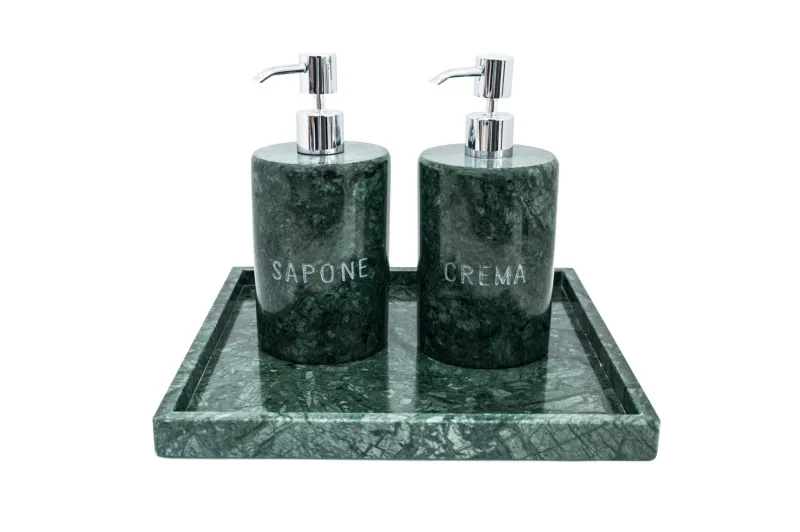 Pamono Round Soap Dispenser in Green Marble> Decorative Objects