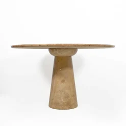 Pamono Round Travertine Dining Table attributed to Angelo Mangiarotti, 1970> Dining Tables & Sets