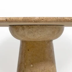 Pamono Round Travertine Dining Table attributed to Angelo Mangiarotti, 1970><noscript><img width=