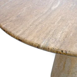 Pamono Round Travertine Dining Table attributed to Angelo Mangiarotti, 1970><noscript><img width=