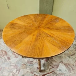Pamono Round Walnut Game Table, 1890s><noscript><img width=