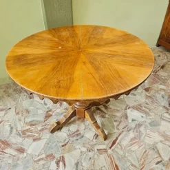 Pamono Round Walnut Game Table, 1890s><noscript><img width=