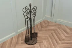 Pamono Round Wrought Iron Fireside Companion Tool Set, 1920, Set of 3><noscript><img width=
