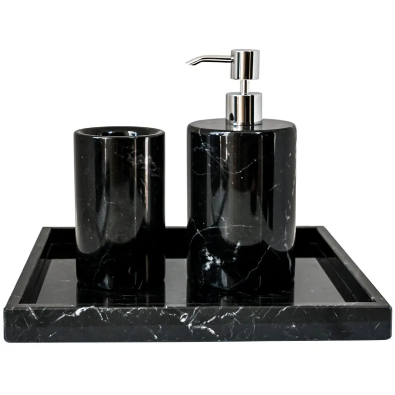 Hot Pamono Rounded Set for Bathroom in Black Marble, Set of 3