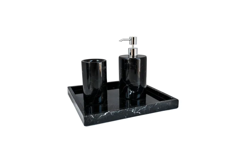 Hot Pamono Rounded Set for Bathroom in Black Marble, Set of 3