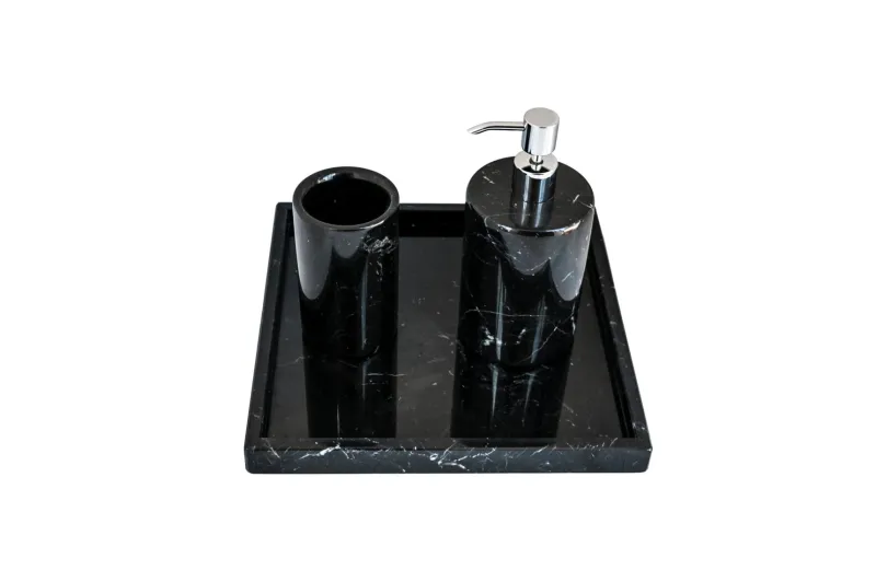 Hot Pamono Rounded Set for Bathroom in Black Marble, Set of 3
