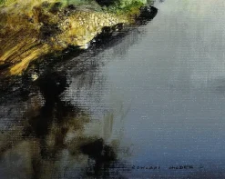 Clearance Pamono Rowland Hilder, River Bure, Norfolk, East Anglia, Oil Painting, 1950s, Framed