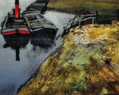 Clearance Pamono Rowland Hilder, River Bure, Norfolk, East Anglia, Oil Painting, 1950s, Framed