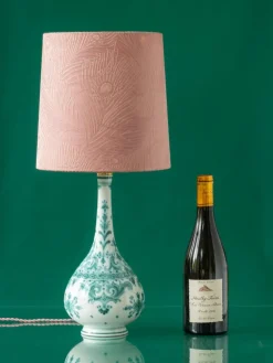 Pamono Royal Delft Green Delvert Table Lamp, New Liberty Pink Peacock Lampshade> Table Lamps