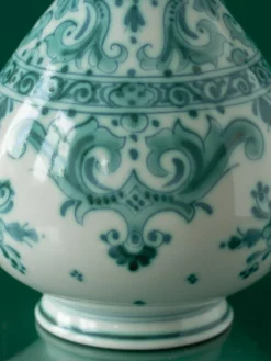 Pamono Royal Delft Green Delvert Table Lamp, New Liberty Pink Peacock Lampshade><noscript><img width=